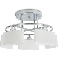 Berkfield Home Ceiling Lamp with Ellipsoid Glass Shades for 5 E14 Bulbs 200 W in White