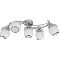 Berkfield Home Ceiling Lamp with Glass Shades on Waving Rail for 5 E14 Bulb in White