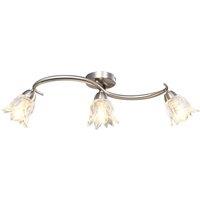 Berkfield Home Ceiling Lamp with Transparent Glass Shades for 3 E14 Bulbs Tulip in Silver
