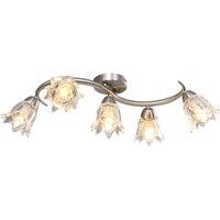Berkfield Home Ceiling Lamp with Transparent Glass Shades for 5 E14 Bulbs Tulip in Silver