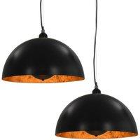 Berkfield Home Ceiling Lamps 2 pcs Black & Gold Semi-spherical 40 cm E27