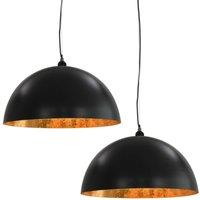 Berkfield Home Ceiling Lamps 2 pcs Black & Gold Semi-spherical 50 cm E27