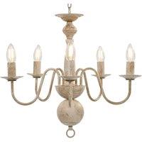 Berkfield Home Chandelier Antique White 5 x E14 Bulbs in Off-White