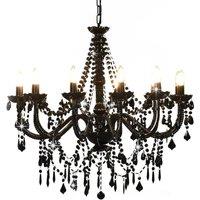 Berkfield Home Chandelier with Beads Black 12 x E14 Bulbs