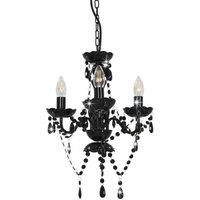 Berkfield Home Chandelier with Beads Black Round 3 x E14