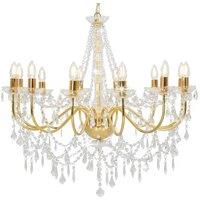 Berkfield Home Chandelier with Beads Golden 12 x E14 Bulbs in Gold