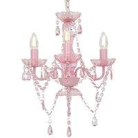 Berkfield Home Chandelier with Beads Pink Round 3 x E14