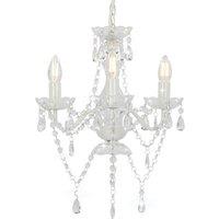 Berkfield Home Chandelier with Beads White Round 3 x E14