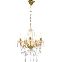 Berkfield Home Chandelier with Crystal Beads Golden Round 5 x E14 in Gold