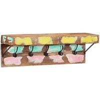 Berkfield Home Coat Rack with Shelf Wall Mounted Solid Reclaimed Wood & Metal in Brown