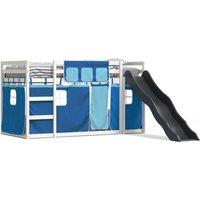 Berkfield Home Bunk Bed without Mattress with Slide & Curtains Blue 90x200 cm