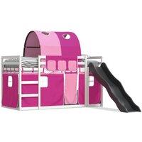 Berkfield Home Bunk Bed without Mattress with Slide & Curtains Pink 90x200 cm
