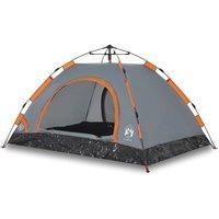 Berkfield Home Camping Tent 3-Person Grey & Orange Quick Release