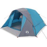 Berkfield Home Camping Tent Cabin 4-Person Blue Waterproof