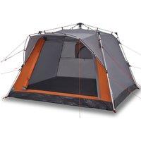 Berkfield Home Camping Tent Cabin 4-Person Grey & Orange Quick Release
