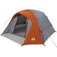 Berkfield Home Camping Tent Cabin 4-Person Grey & Orange Waterproof