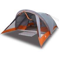 Berkfield Home Camping Tent Cabin 4-Person Grey & Orange Waterproof