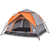 Berkfield Home Camping Tent Dome 3-Person Grey & Orange Quick Release