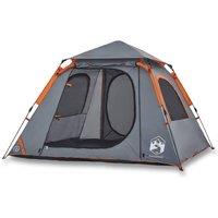 Berkfield Home Camping Tent Dome 4-Person Grey & Orange Quick Release