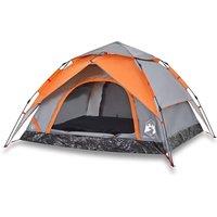 Berkfield Home Camping Tent Dome 4-Person Grey & Orange Quick Release