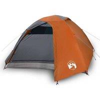 Berkfield Home Camping Tent Dome 4-Person Grey & Orange Waterproof