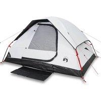Berkfield Home Camping Tent Dome 4-Person White Blackout Fabric Waterproof