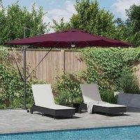 Berkfield Home Cantilever Roma Parasol with LEDs Bordeaux Red 286x285x270 cm Alu in Burgundy | Size: 286 x 285 x 270 cm