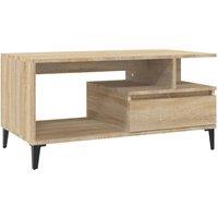Berkfield Home Coffee Table Sonoma Oak 90x49x45 cm Engineered Wood in Natural | Size: 90 x 49 x 45 cm