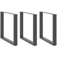 Berkfield Home Coffee Table Legs U-Shaped 3 pcs Anthracite 90x(72-73) cm Steel in Dark Grey