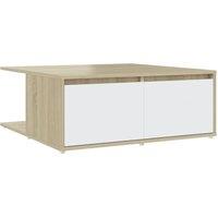 Berkfield Home Coffee Table White & Sonoma Oak 80x80x31 cm Engineered Wood in Natural | Size: 80 x 80 x 31 cm