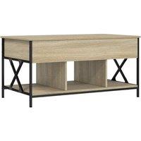 Berkfield Home Coffee Table Sonoma Oak 100x55x50 cm Engineered Wood & Metal in Light Tan | Size: 100 x 55 x 50 cm