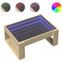 Berkfield Home Coffee Table with Infinity LED Sonoma Oak 70x53x30 cm in Natural | Size: 70 x 53 x 30 cm
