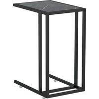 Berkfield Home Computer Side Table Black Marble 50x35x65 cm Tempered Glass | Size: 50 x 35 x 65 cm