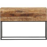 Berkfield Home Console Table 110x30x75 cm Solid Wood Rough Mango & Iron in Brown | Size: 110 x 30 x 75 cm