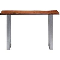 Berkfield Home Console Table 115x35x76 cm Solid Aacia Wood & Iron in Brown | Size: 115 x 35 x 76 cm