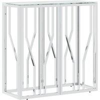 Berkfield Home Console Table 70x30x70 cm Stainless Steel & Glass in Silver | Size: 70 x 30 x 70 cm