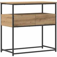 Berkfield Home Console Table Artisan Oak 75x40x75 cm Engineered Wood & Steel in Brown | Size: 75 x 40 x 75 cm