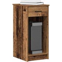 Berkfield Home Computer Tower Stand with Drawer Old Wood 35x45x77 cm in Brown | Size: 35 x 45 x 77 cm