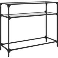 Berkfield Home Console Table with Transparent Glass Top 98x35x81 cm Steel | Size: 98 x 35 x 81 cm