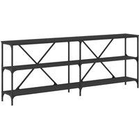 Berkfield Home Console Table Black 200x30x75 cm Engineered Wood & Iron | Size: 200 x 30 x 75 cm