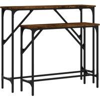 Berkfield Home Console Tables 2 pcs Smoked Oak Engineered Wood in Brown