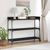 Berkfield Home Console Table Black Oak 100x30x80 cm Engineered Wood & Steel | Size: 100 x 30 x 80 cm