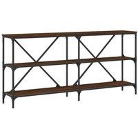 Berkfield Home Console Table Brown Oak 160x30x75 cm Engineered Wood & Iron | Size: 160 x 30 x 75 cm
