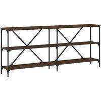 Berkfield Home Console Table Brown Oak 180x30x75 cm Engineered Wood & Iron | Size: 180 x 30 x 75 cm