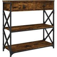 Berkfield Home Console Table Smoked Oak 75x28x75 cm Engineered Wood in Brown | Size: 75 x 28 x 75 cm