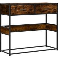 Berkfield Home Console Table Smoked Oak 90x35x80 cm Engineered Wood in Brown | Size: 90 x 35 x 80 cm