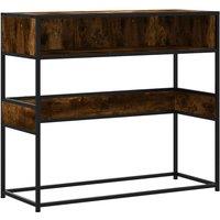 Berkfield Home Console Table Smoked Oak 90x35x80 cm Engineered Wood in Brown | Size: 90 x 35 x 80 cm
