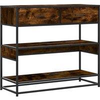 Berkfield Home Console Table Smoked Oak 90x35x80 cm Engineered Wood in Brown | Size: 90 x 35 x 80 cm