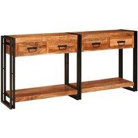 Berkfield Home Console Tables 2 pcs Brown 160 x 33 x 75 cm Solid acacia wood