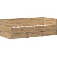 Berkfield Home Daybed Artisan oak Engineered wood 90 x 190 cm Durable Daybed in Brown
